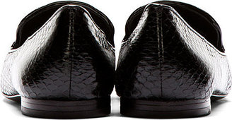 Kenzo Black Patent Snakeskin-Print Icon Tiger Loafers