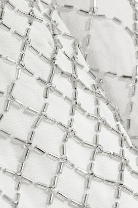 Tibi Needle & Thread Grid bead-embellished chiffon top