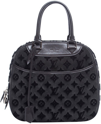 Louis Vuitton Limited Edition Gris Suede Monogram Tuffetage Deauville Cube Bag