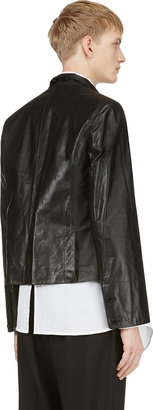 Ann Demeulemeester Black Leather Layered-Collar Jacket