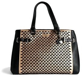 Fiorelli Handheld Bag With Metallic Cut Work Panel - Black