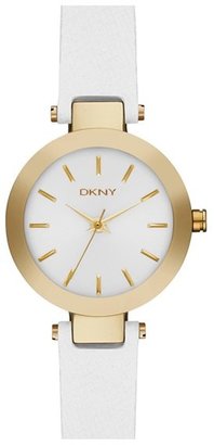 DKNY 'Stanhope' Round Leather Strap Watch, 28mm