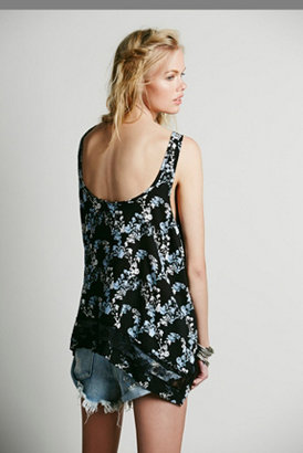 Free People Printed Outlined Hi Low Cami