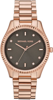 Michael Kors Mid-Size Rose Golden Stainless Steel Blake Three-Hand Glitz Watch