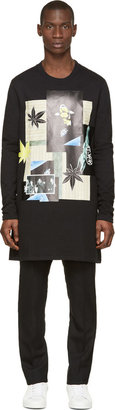 Raf Simons Black Graphic Collage Print Long Fish Sweatshirt