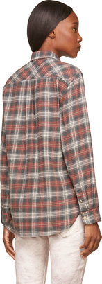 Etoile Isabel Marant Red Faded Plaid Flannel Vadisse Shirt