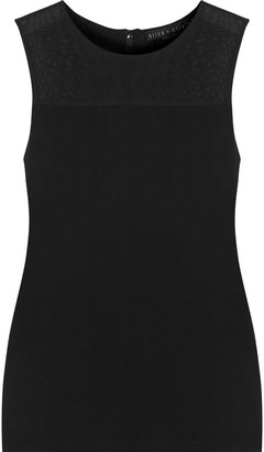 Alice + Olivia Jordy mesh and stretch-jersey crepe top