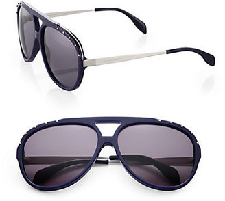 Alexander McQueen Acetate Studded Navigator Sunglasses