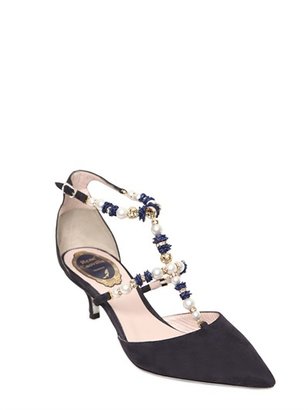 Rene Caovilla 50mm Embellished Suede Sandals