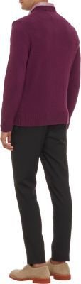 Inis Meain V-neck Pullover Sweater-Purple