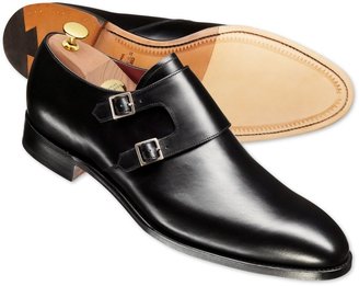 Charles Tyrwhitt Black Lawrence calf leather double buckle monk shoes