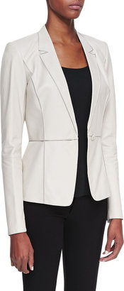 Lafayette 148 New York Leather Illusion-Collar One-Button Jacket