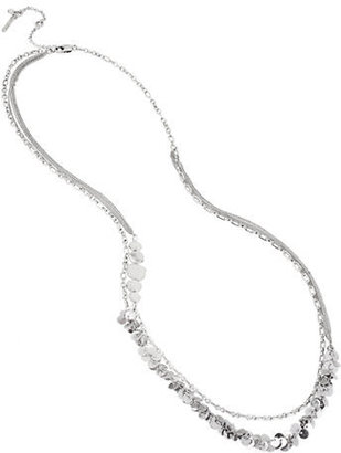 Kenneth Cole New York Silver Geometric Bead and  Shaky Circle Long 2 Row Necklace
