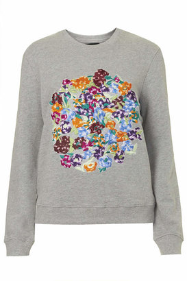 Topshop Grey marl sweat with circle embroidery. 100% cotton. machine washable.