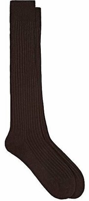 Barneys New York Men's Rib-Knit Cotton-Blend Knee Socks - Brown