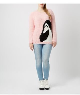 New Look Inspire Pink Fluffy Penguin Jumper