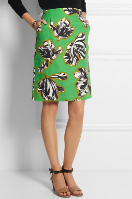 Jonathan Saunders Sylvia tulip-print slub cotton-blend skirt