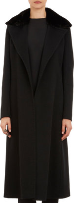 Fendi Mink Collar Wrap-Front Long Coat