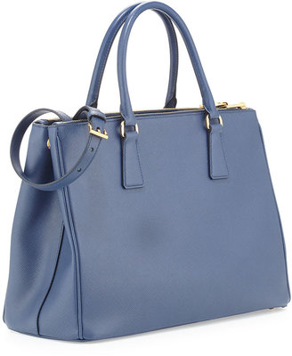 Prada Medium Saffiano Double-Zip Executive Tote Bag, Blue (Astrale)