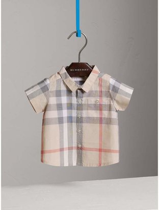 Burberry Childrens Washed Check Cotton Short Sleeve Shirt