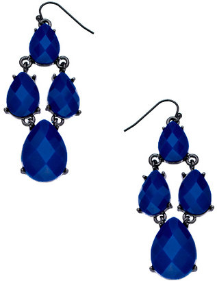 Blu Bijoux Blue and Gunmetal Chandelier Earrings