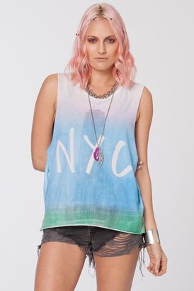Chaser LA NYC Skyline Muscle Crop in White Ombre
