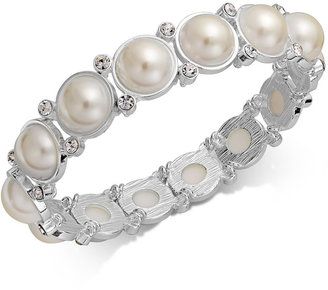 Charter Club Silver-Tone Imitation Pearl Stretch Bracelet