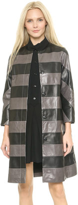 Lisa Perry Striped Leather Coat