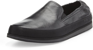 Prada San Tropez Leather Slip-On Sneaker, Black