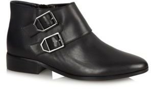 Betty Jackson Designer black leather double buckle ankle boots