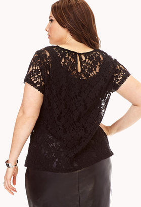 Forever 21 FOREVER 21+ Romantic Floral Crochet Lace Top