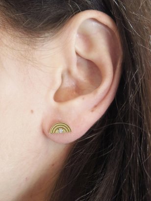 Andrea Fohrman Tiny Diamond Rainbow Stud Earrings - Yellow Gold