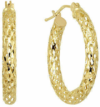Fine Jewelry Infinite Gold 14K Yellow Gold Mesh Hoop Earrings Family