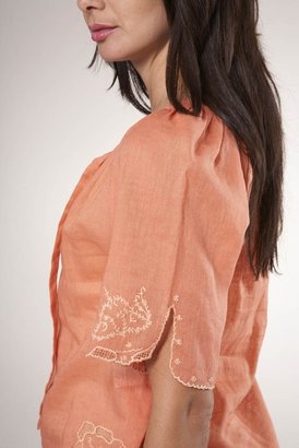 Joie Austin Embroidered Flutter Sleeve Top in Saffron