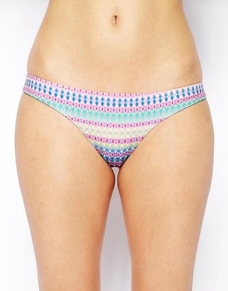 ASOS COLLECTION Pastel Geo-Tribal Ruched Brazilian Bikini Bottom