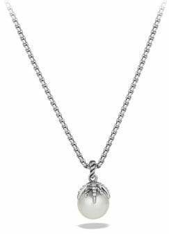 David Yurman Starburst Pearl Pendant with Diamonds on Chain