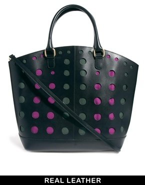 ASOS Leather Shopper With Spot Cut Out Detail
