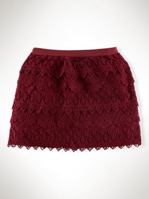Ralph Lauren Tiered-Lace Cotton Skirt