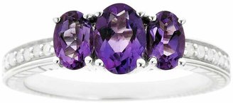 Sterling Three-Stone Gemstone & 1/10 cttw Diamond Ring