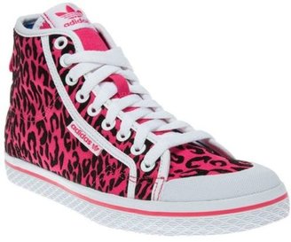 adidas New Womens Pink Honey Mid Canvas Trainers Animal Lace Up