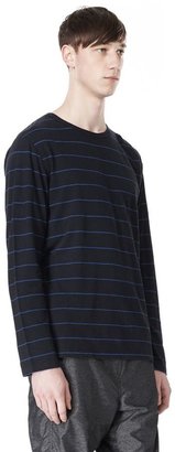Alexander Wang Linen Cotton Stripe Jersey Long Sleeve Tee