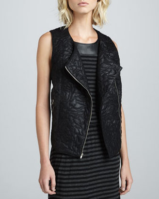 C&C California Quilted Faux-Leather Zip Vest