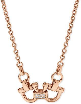 Fossil Rose Gold-Tone Glass Stone Linked Frontal Necklace