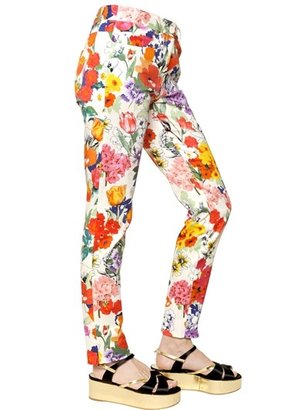 Moschino Cotton Satin Floral Trousers