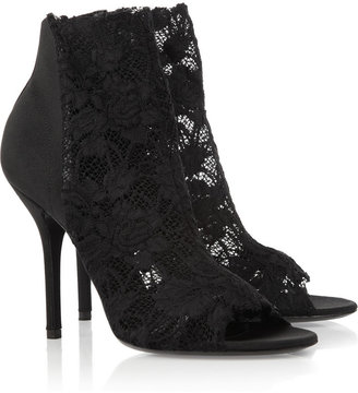 Dolce & Gabbana Leather-trimmed lace ankle boots