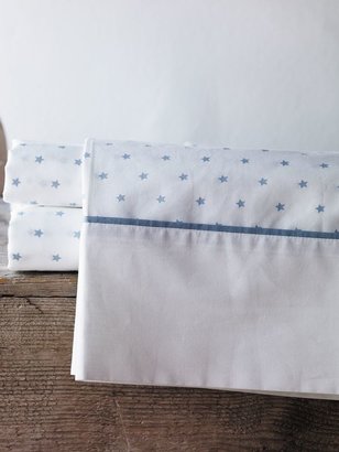Sheridan Lucio chambray cot fitted sheet star design