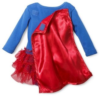Superman Newborn Girls' Supergirl Caped Bodysuit Dress - Blue