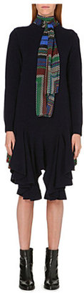 Sacai Chiffon-detail knitted dress