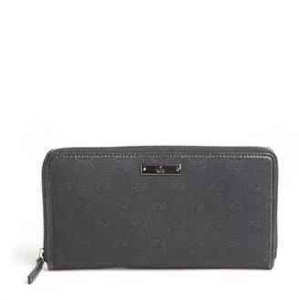Gucci black GG canvas and pigskin zip continental wallet