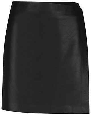 Theory Stilla Leather Front Wrap Mini Skirt
